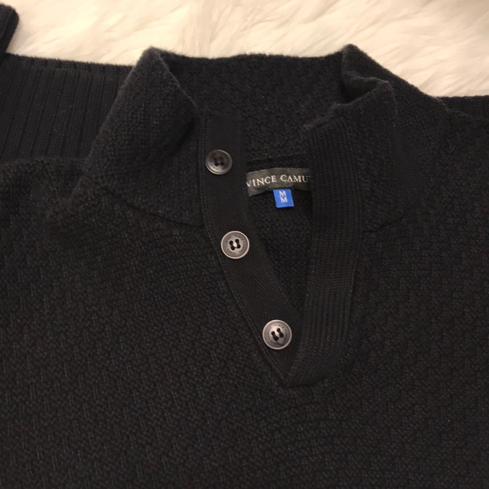 Vince Camuto waffle knit black sweater